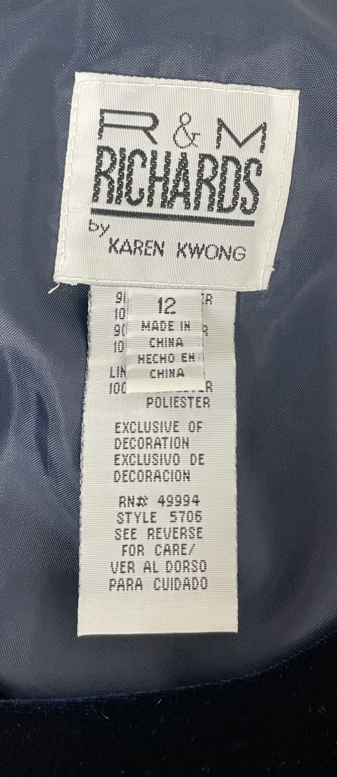 R&M Richards by Karen Kwon Navy Blue Velvet Beaded Formal Dress 12