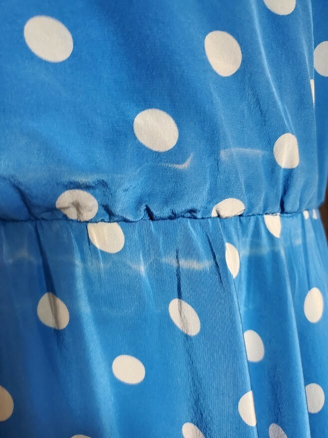 VINTAGE St. Gillian Silk Blue White Polka Dot dress Size 6