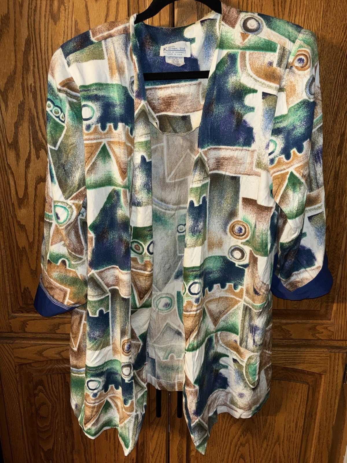 Kari’s Korner Women’s Vintage 80s Jacket Blouse With Belt Shoulder Pads