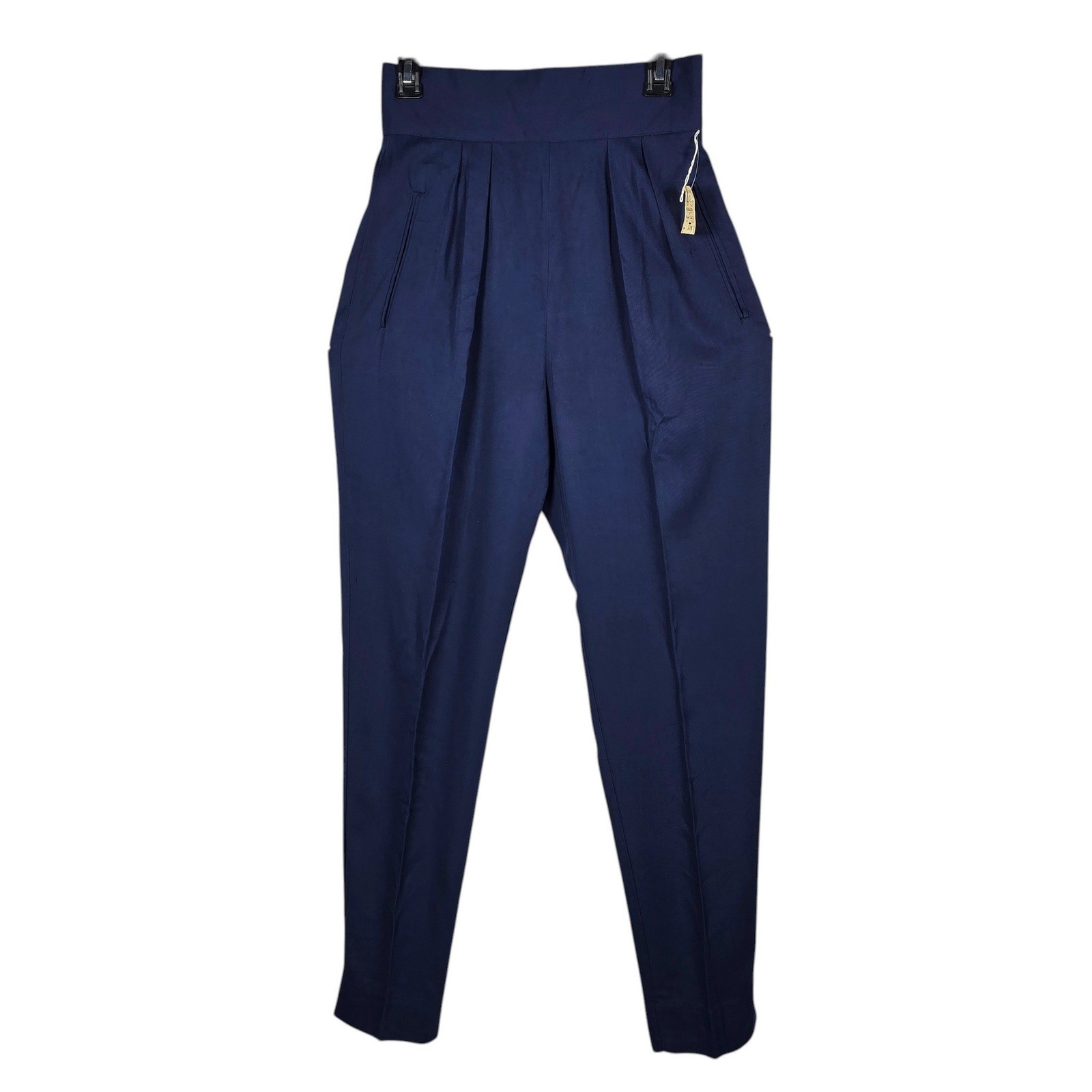 VTG Autograph American Clothing Pleated Trousers Navy Blue High Waisted 7/8 NWT