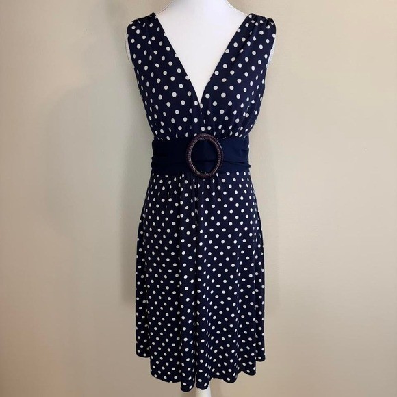 VTG Star Vixen O-Ring Sleeveless A-Line Dress Polka Dot Sz L Y2k Pinup Retro