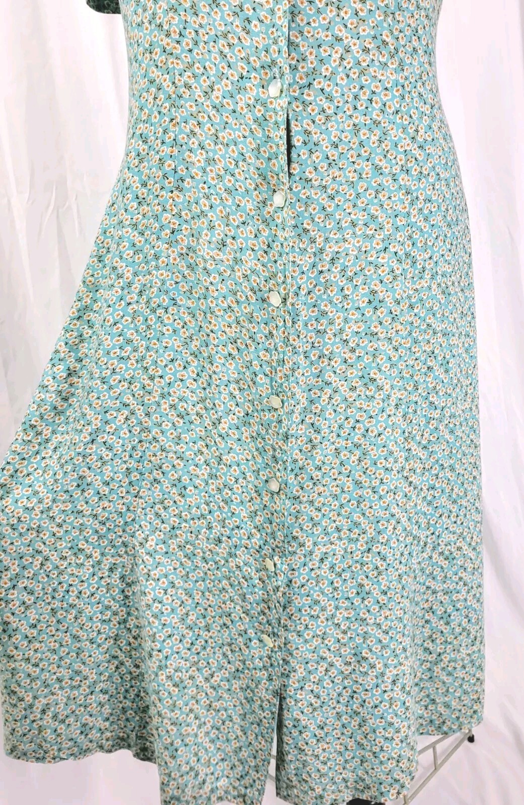 Vintage Kathie Lee Lt Blue Floral Fit & Flare Dress w Oversized Collar Size 12