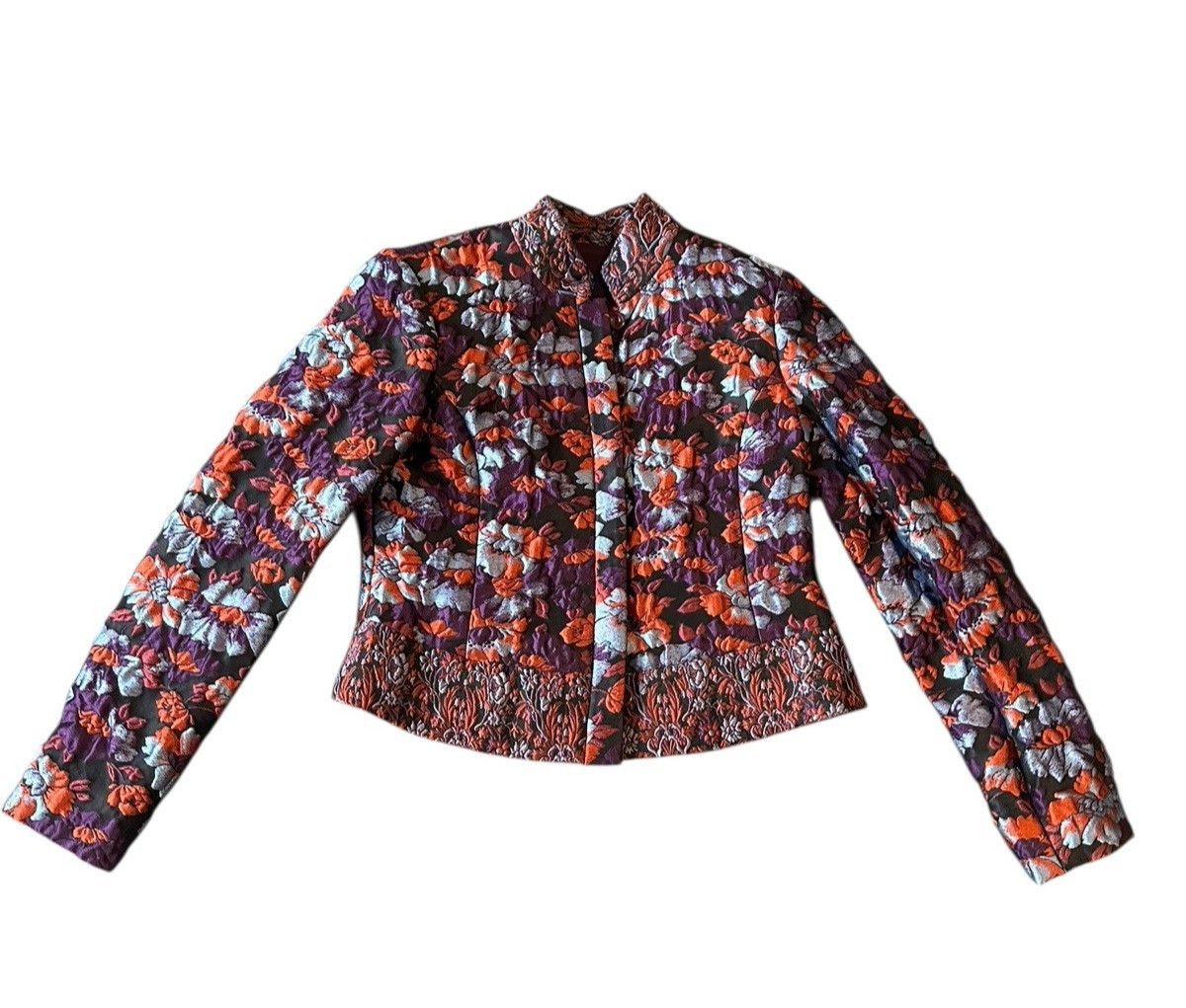 Doncaster Collection Jacket Floral Brocade Blazer Women’s Sz 2 Vintage Purple