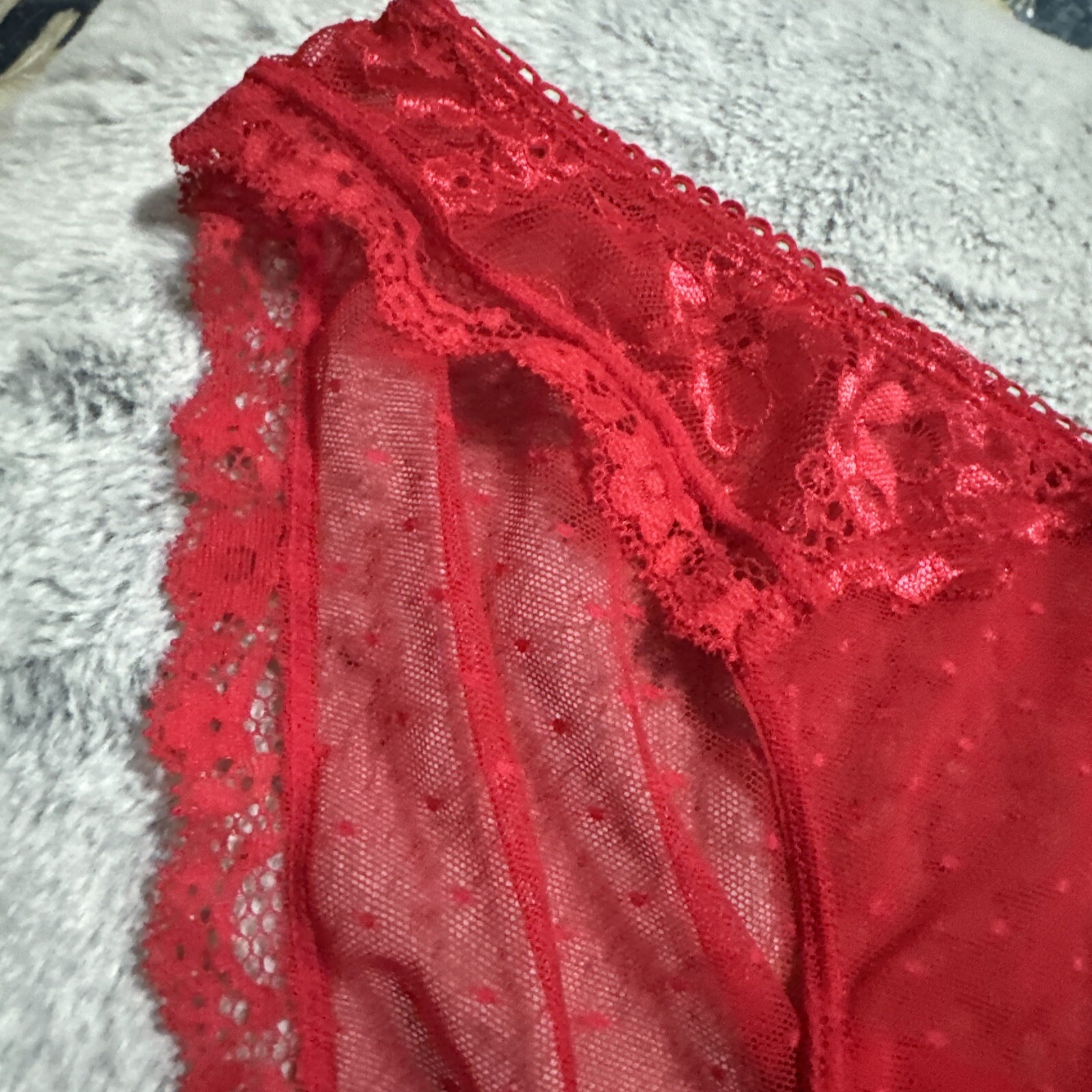 VINTAGE SHEER Lace MESH PANTIES Size M/L Bow
