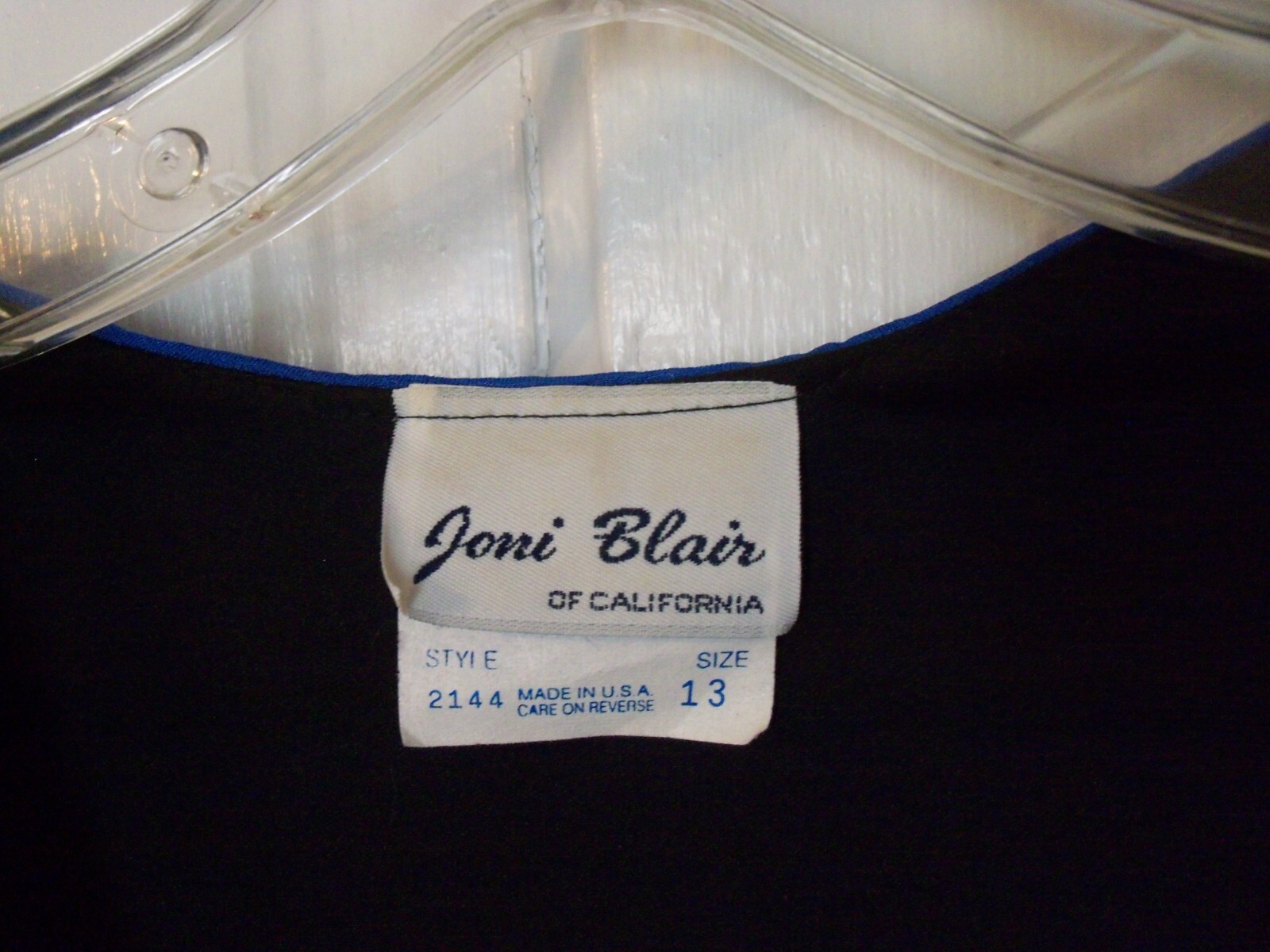 Size 13 Joni Blair Vintage 80s Blue and Black Dress with Shoulder Pads