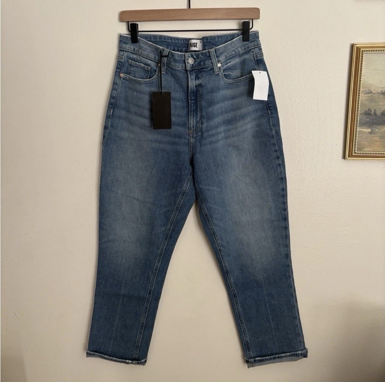 PAIGE High Rise Bridgette Slim Boyfriend Vintage Denim Women’s Jeans size 31NWT