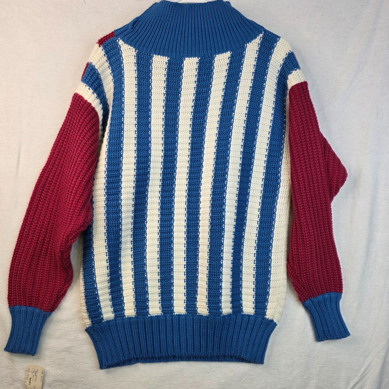 Vintage 80s Striped Sweater Classic New England S Red Fisherman Nautical Sailor