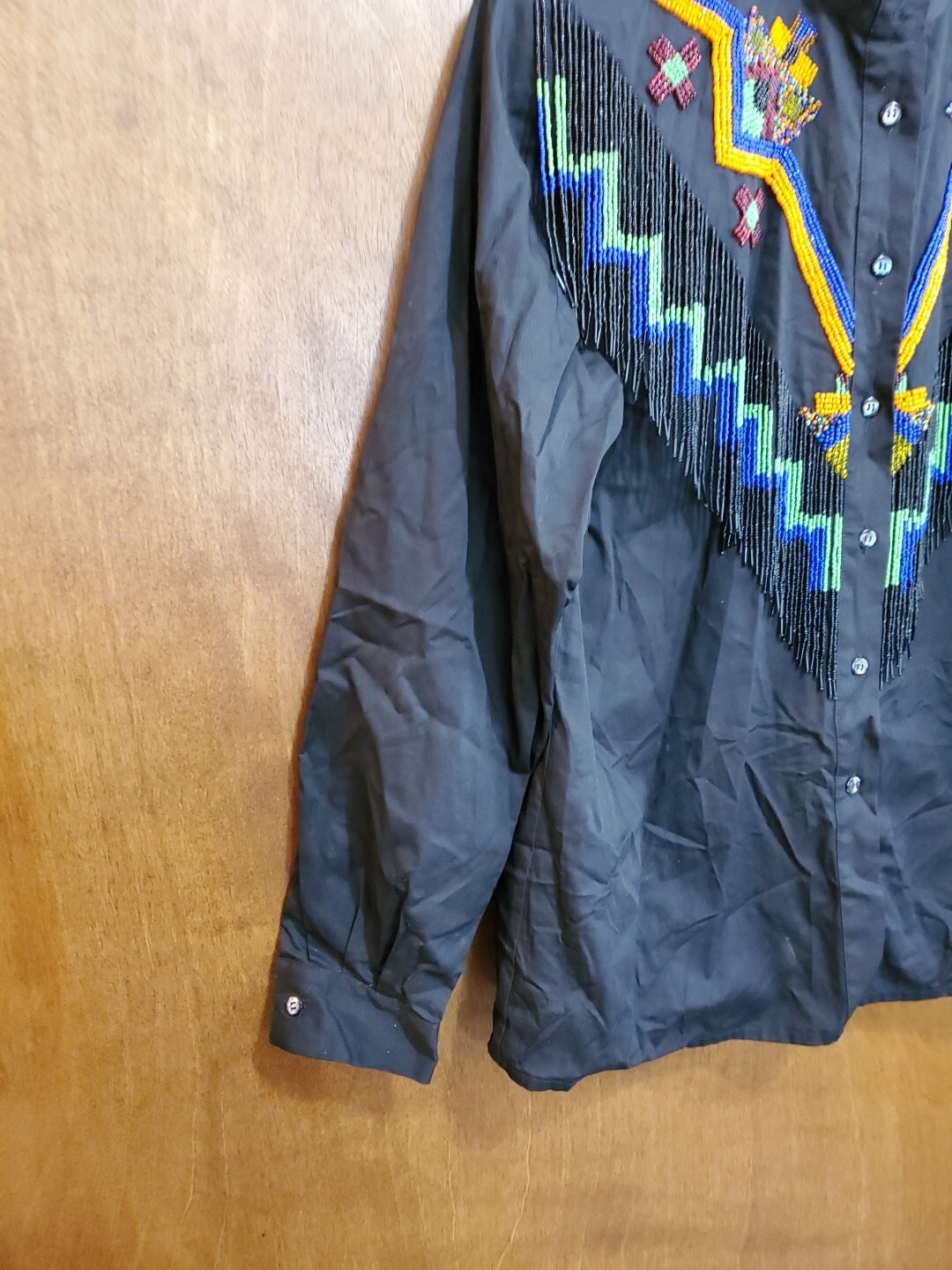 Vintage CEDARS Black Shirt Size 10 Beaded Western Rodeo Country Southwestern