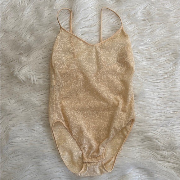 Christian Dior Intimates Vintage 80’s Lace Monogram Bodysuit Size 32