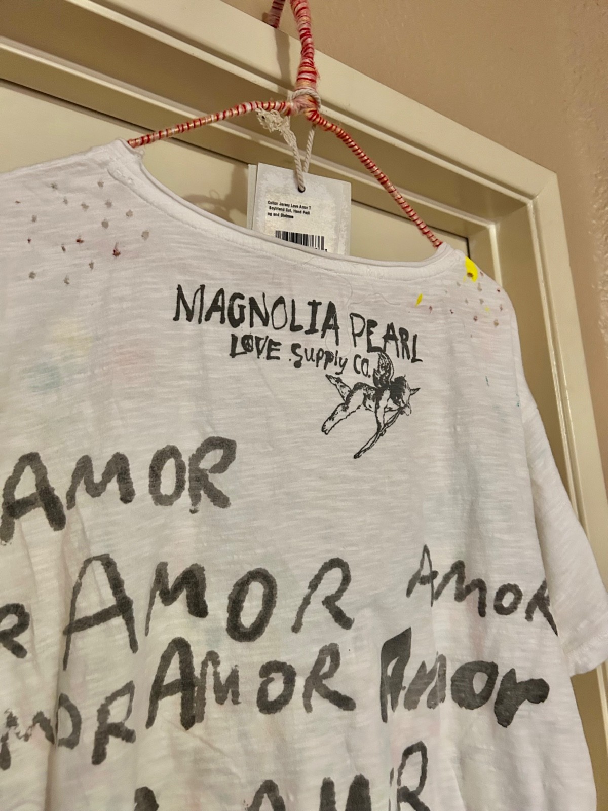 Magnolia Pearl NWT & Distress Tiny Flaw Love Amor Color Splash Tee in True