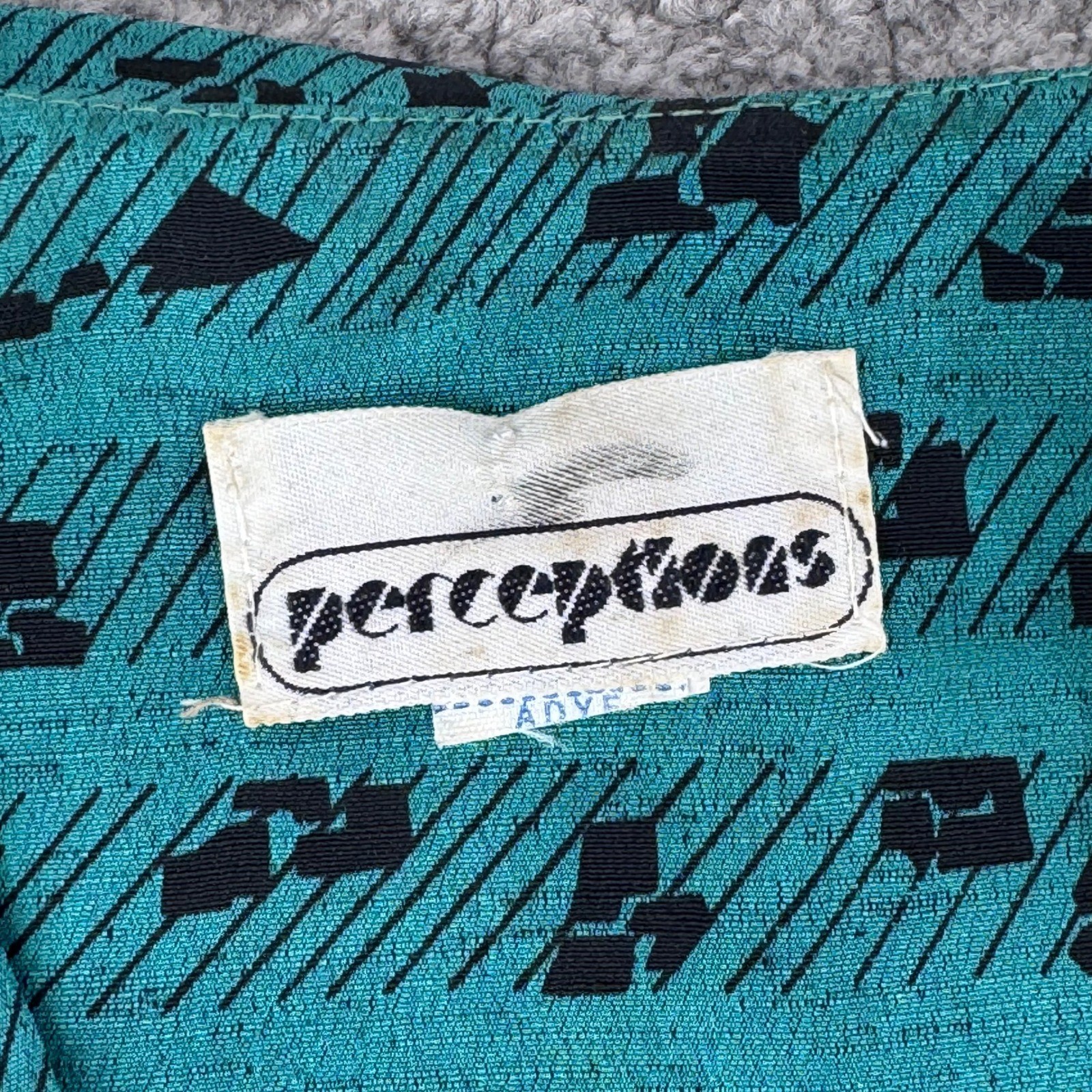 VTG Perceptions Teal Green Geometric Pleated Midi Dress Sz L SEE PICS