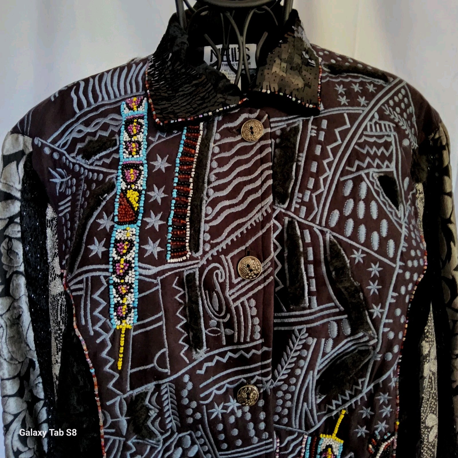 VTG Custom Neil’s Jacket XL Patchwork Velvet Embroidery Beaded Western 1980’s