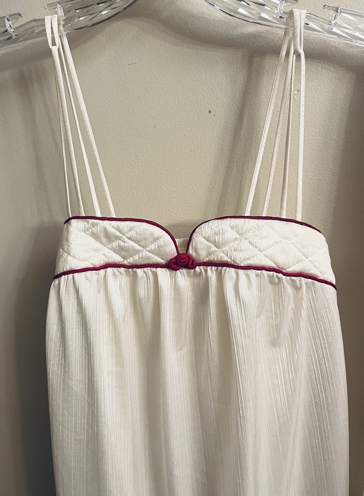 VTG Tom Bezduda Barad Night Gown & Robe Lingerie Set 70’s Boudoir Ivory Red