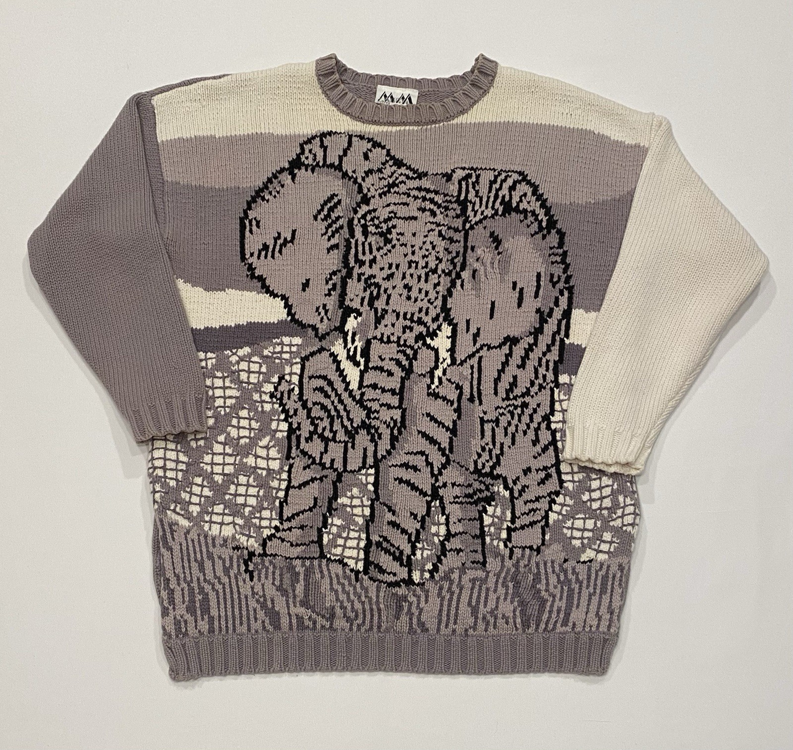 Vintage 80’s MM By Krizia Sweater Womens Elephant Gray/White Size Medium