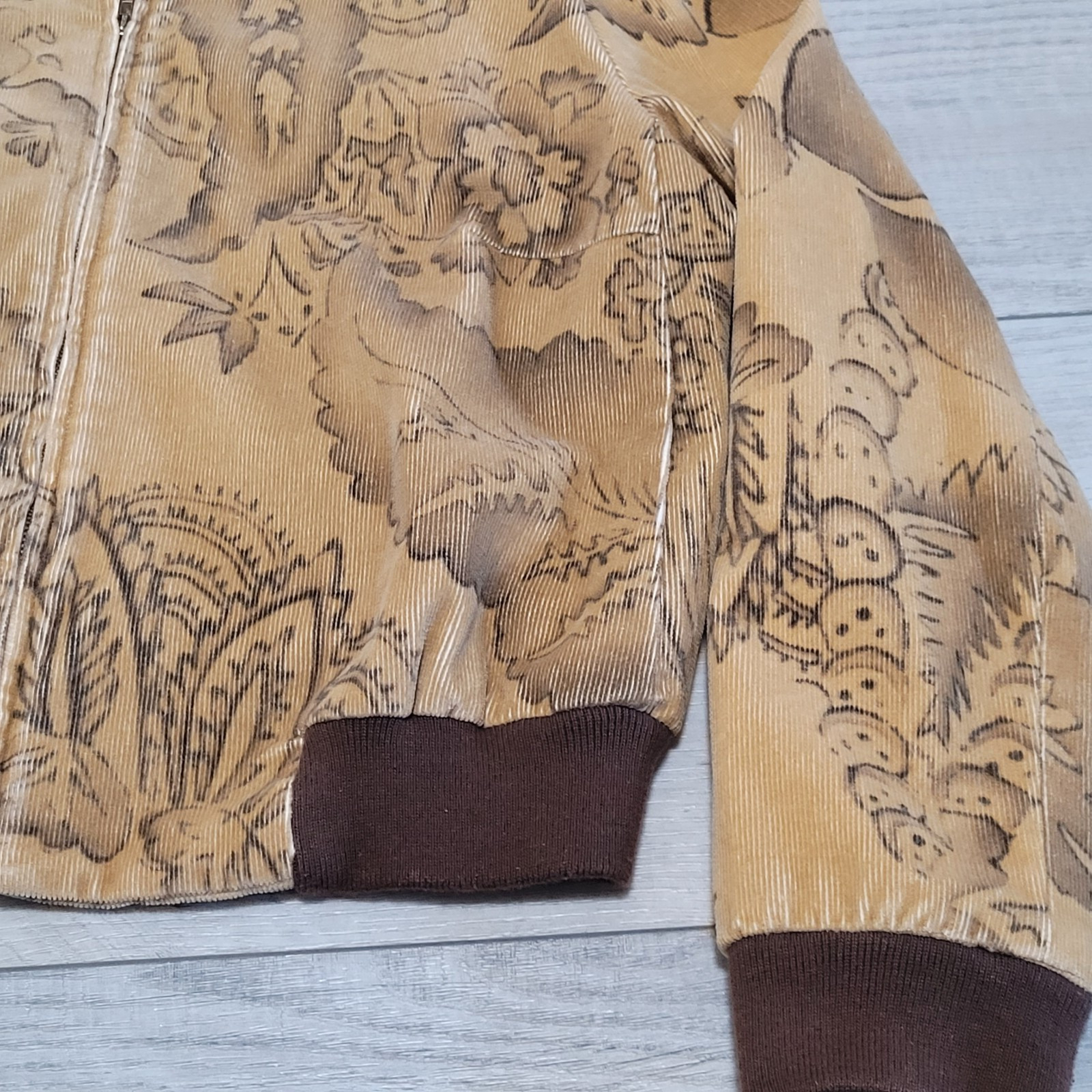 🧥Vintage View Jacket Women’s 8 Brown Floral Corduroy Bomber Full Zip YK2 Boho