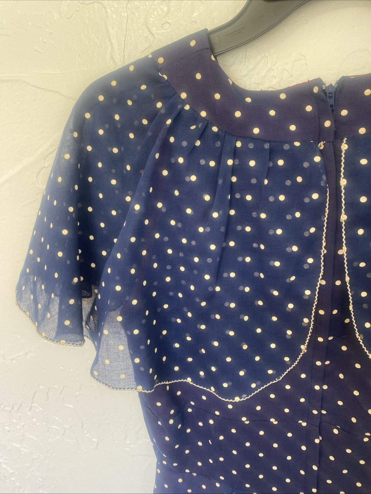 Vintage Coco California Blue with polkadots maxi dress size 10 Paper Tag Lined