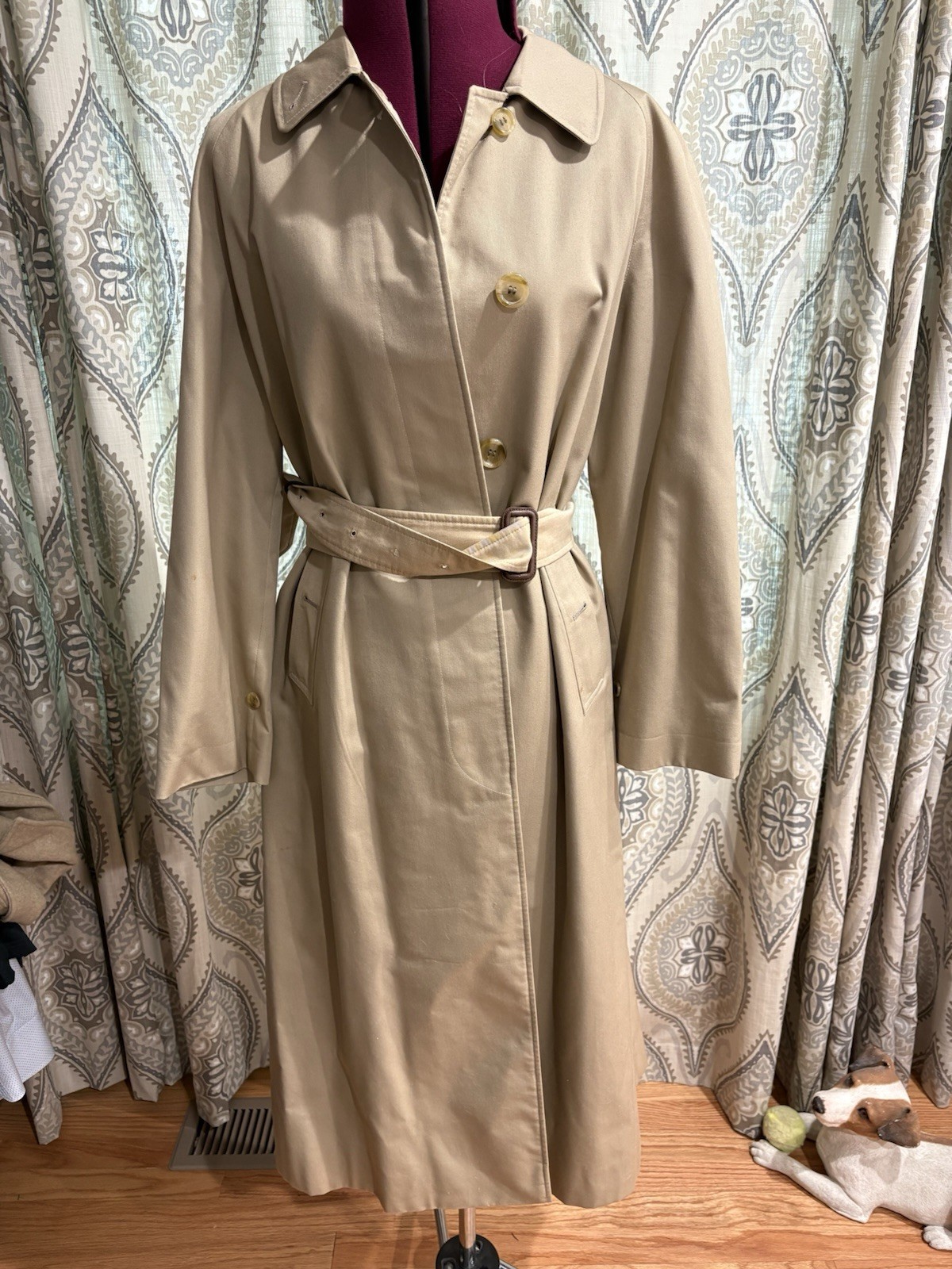 Vintage Burberrys Raincoat Trench Coat Khaki Ladies Size 10 Long