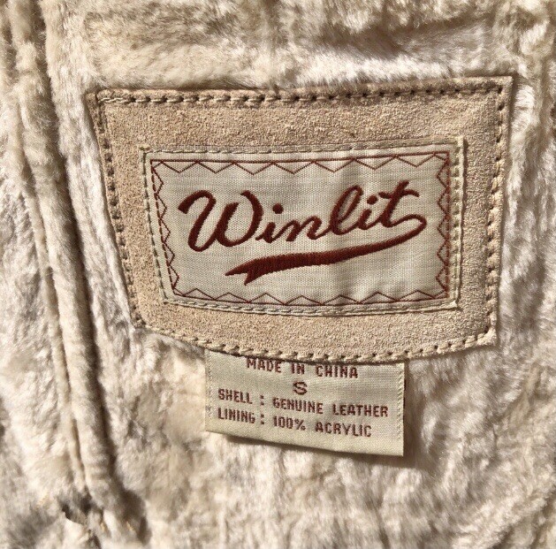 Vintage 90s WINLIT Genuine Leather Suede Coat Size S Rancher Shearling Jacket