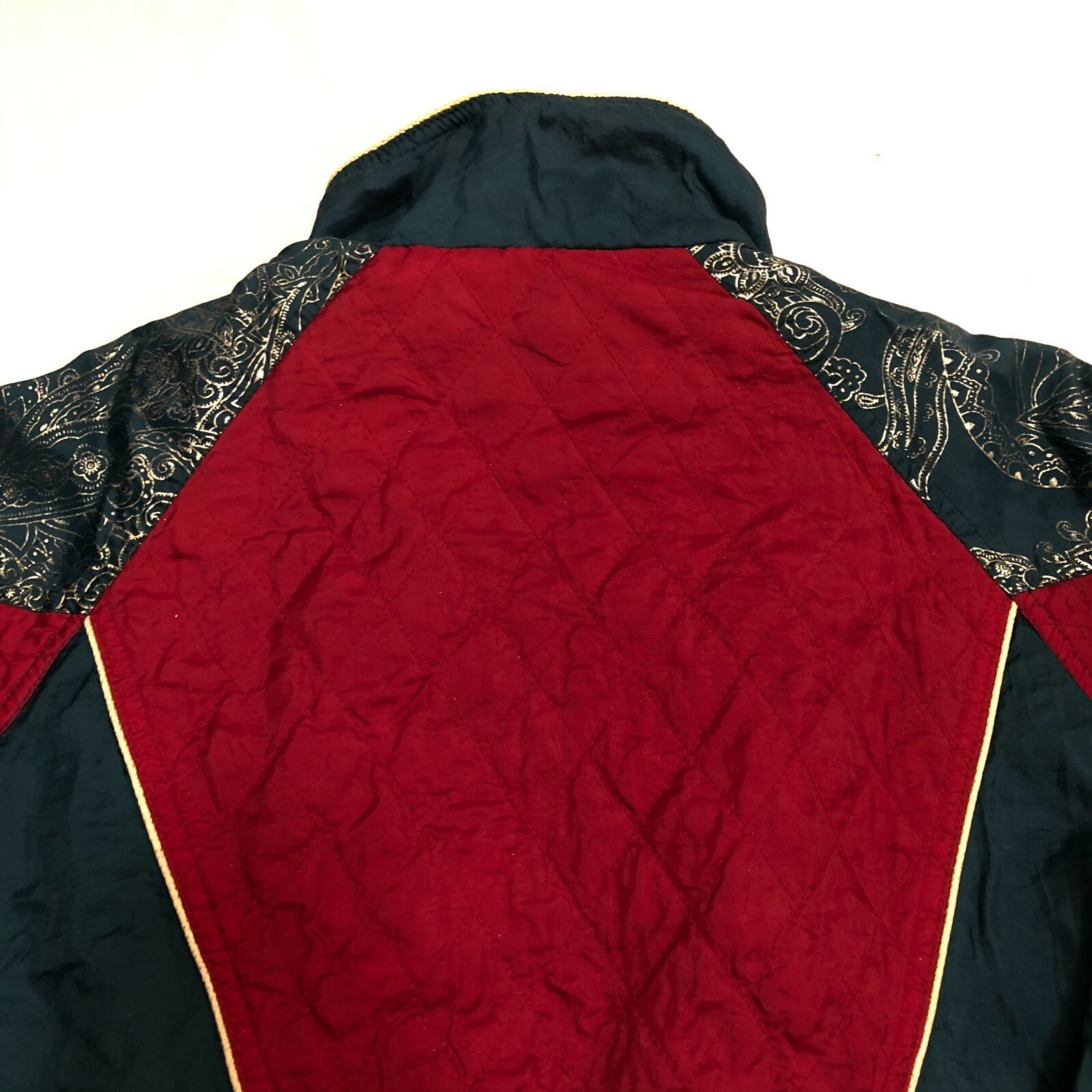 EAST WEST Vintage 80s Quilted Windbreaker Jacket Women’s S – Red Green Silver