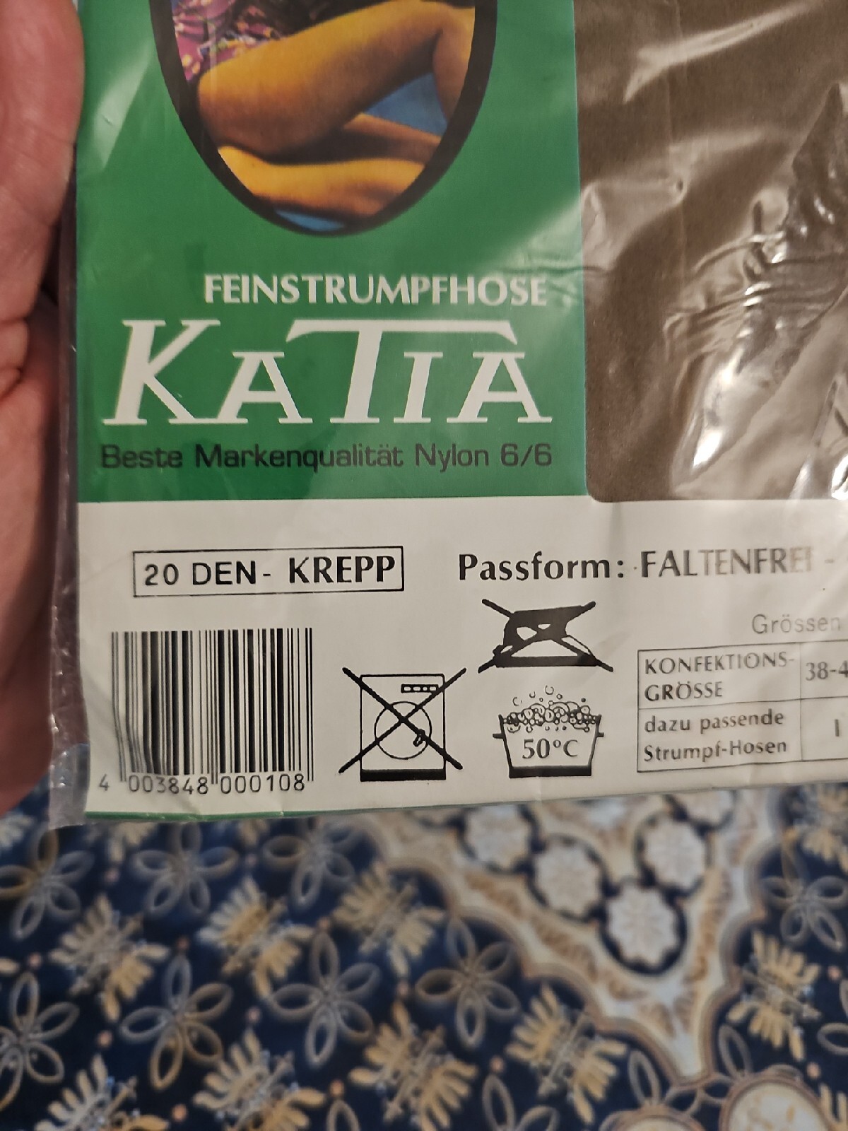 NOS VTG 1960s/70s Feinstrumpfhose KATIA Nylon 6/6 MADE IN ITALY 20 Den Krepp NEW