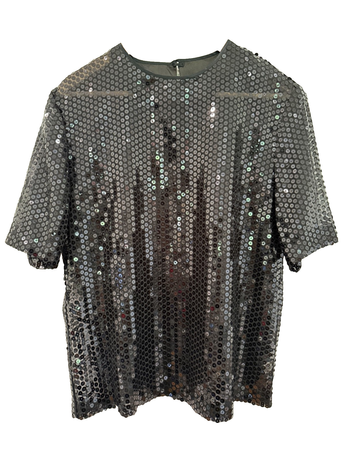Vintage Mondi Black Mesh Sequin T-shirt Top Sz 36 or US sz 4