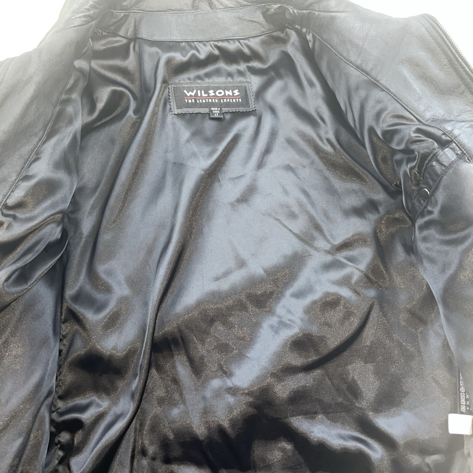 Wilsons The Leather Experts Leather Bomber Jacket Men SZ-Large Black Motorcycle