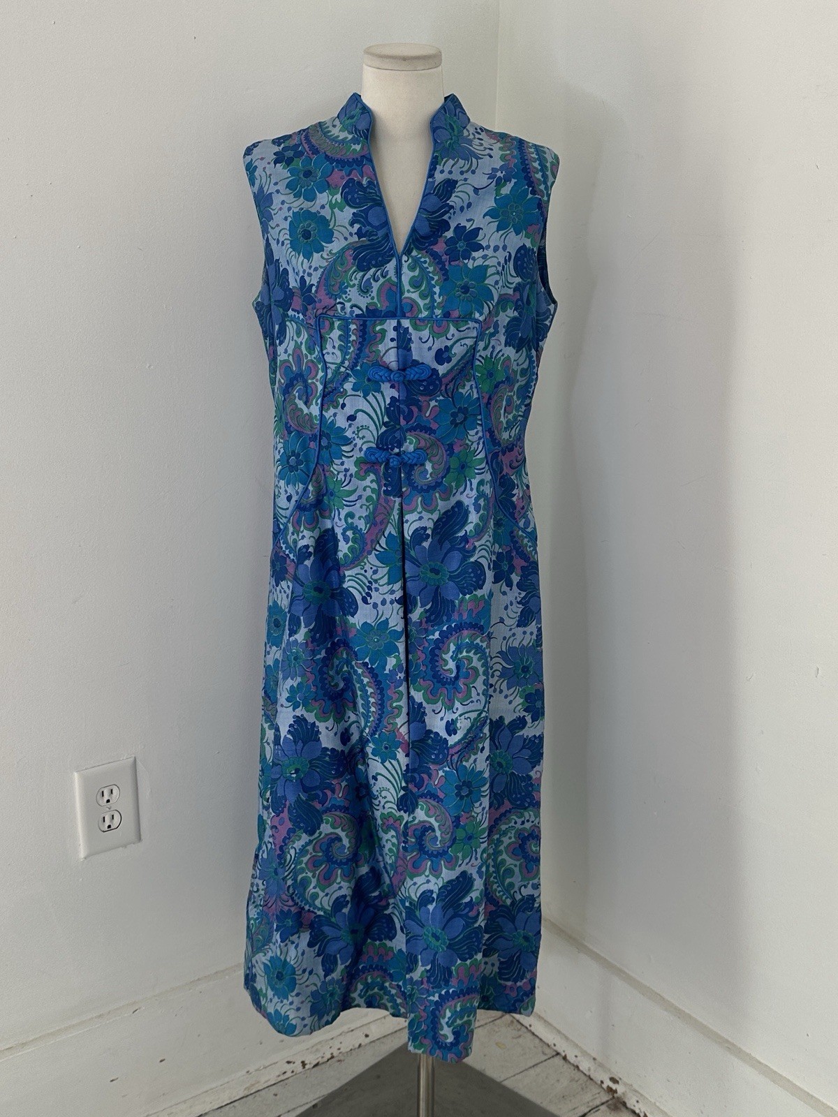 Vintage Flower Power Asian Inspired MIDI Day Dress