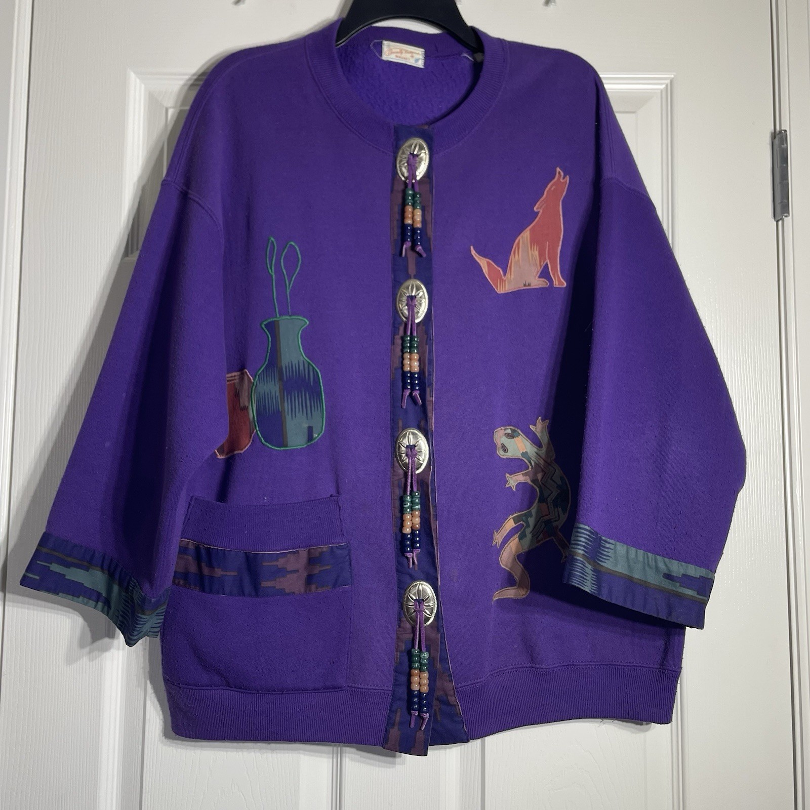 Vintage Handmade Southwest Native American Theme Button Up Shirt Shacket XL