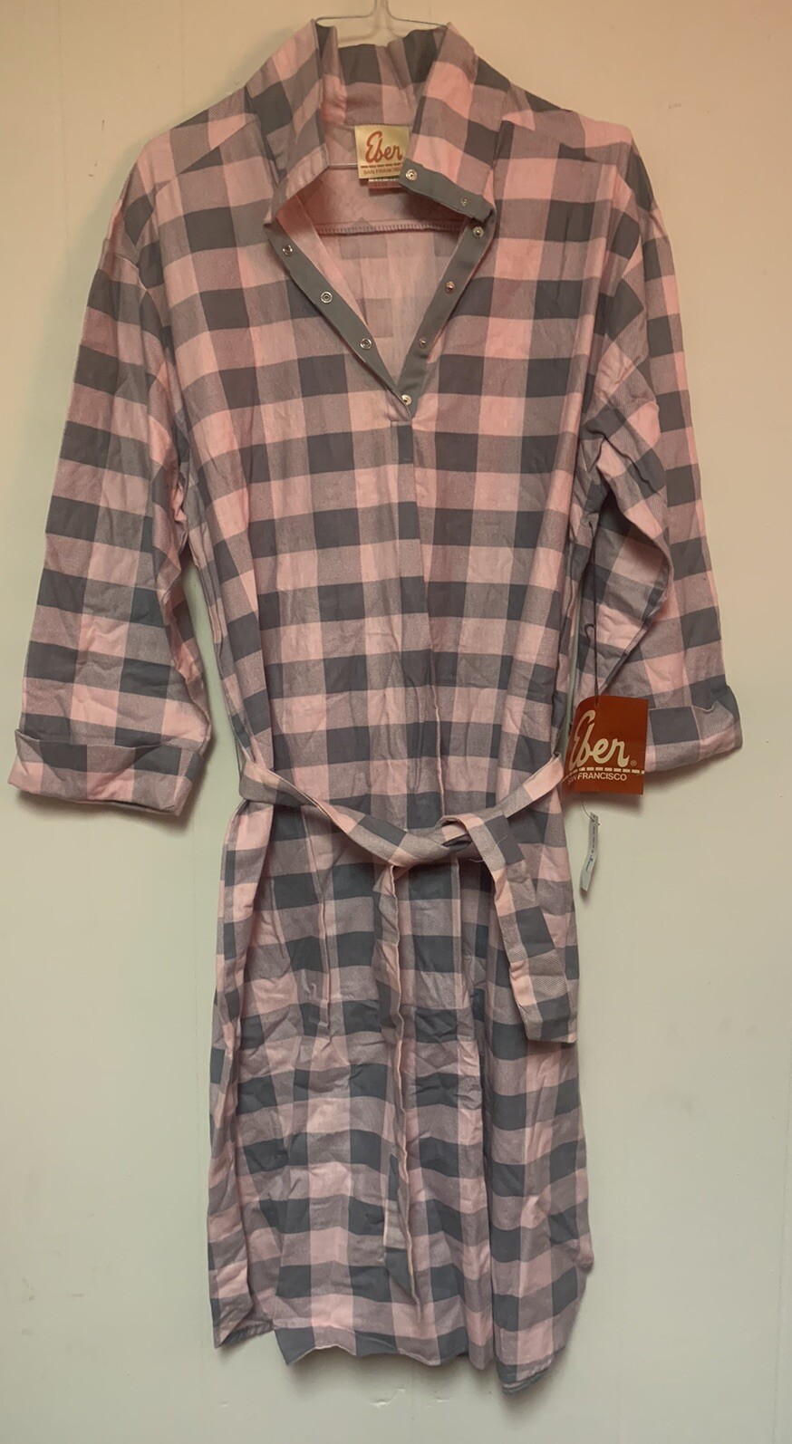 Vintage Plaid Country Shirt Dress Flannel Feel Grunge NWT Sz 13 80s Dead Stock
