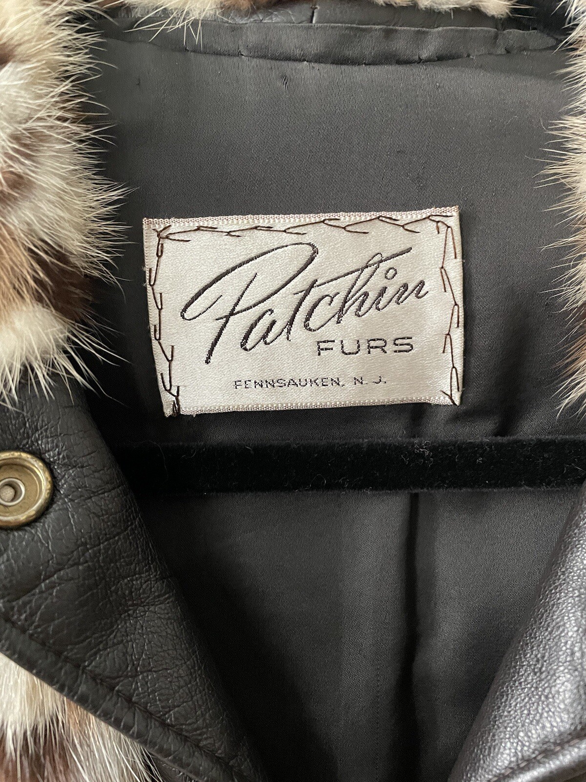 VINTAGE 1970’s PATCHWORK LEATHER & FUR CROPPED JACKET MONOGRAM NAME RARE! XS-SM