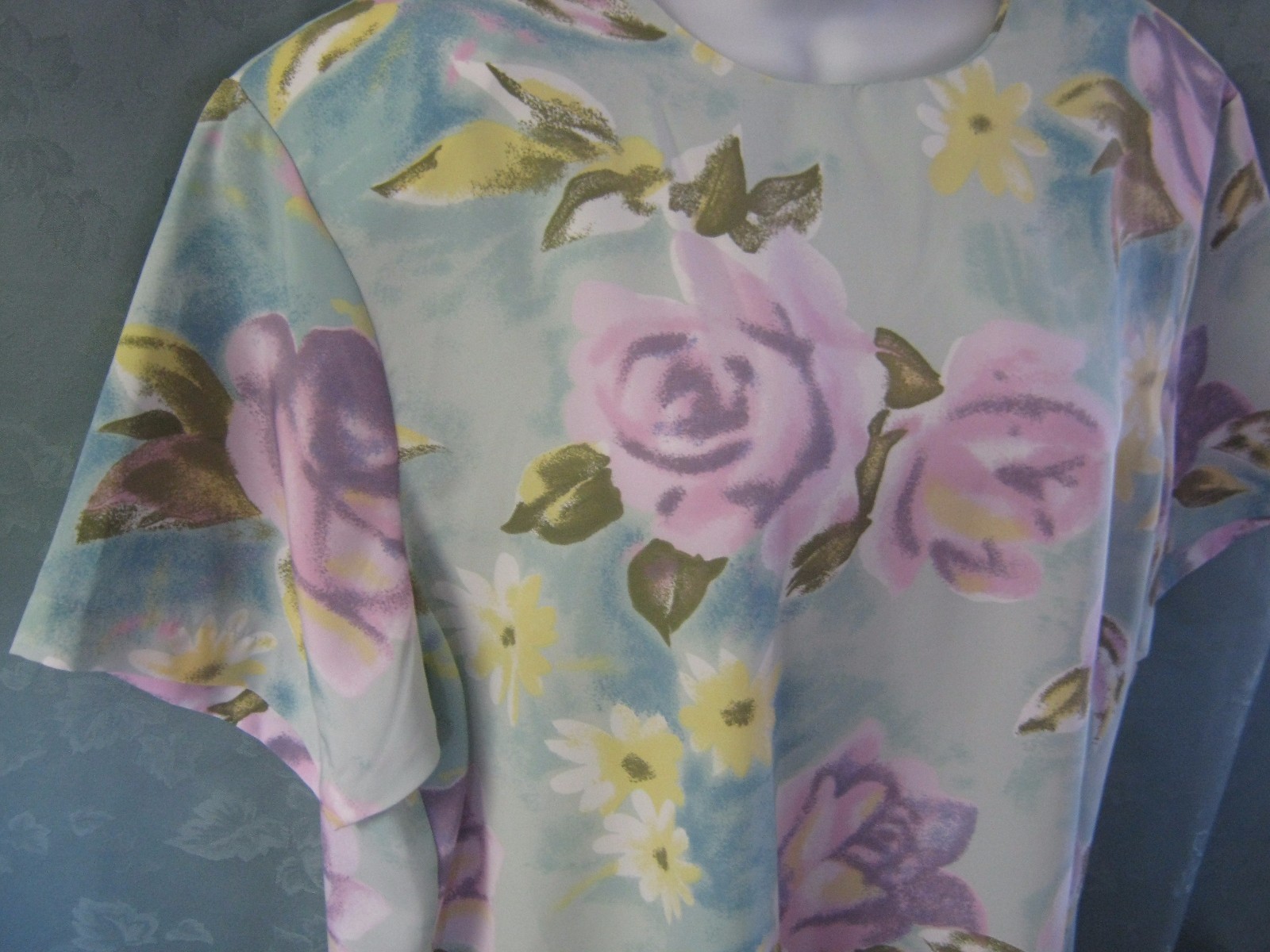 Vintage Jordan Woman Blouse Size 20 Collarless Pastel Floral Shell Top NOS NWT