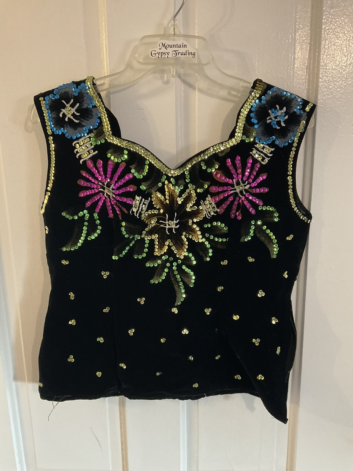 Vintage Sequin Handmade Handpainted Mexican Show Top Circa 1950’s Fiesta Show