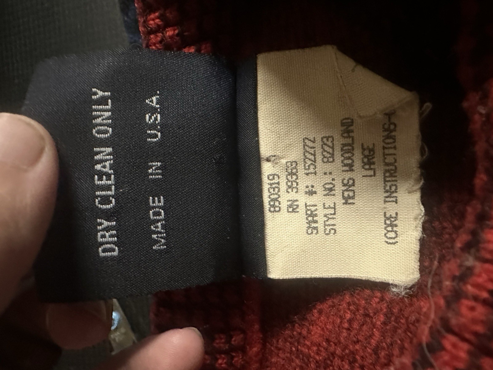 VTG 80s Demetre Pure Virgin Wool Scenic Sweater USA Red Black Mock Neck XXS XS