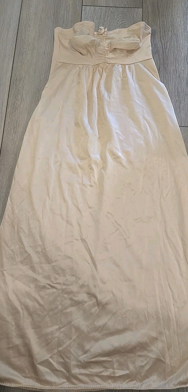 VTG Kayser Nude Strapless Slip Nylon Style 12199 Tall 38 Bust Side Slits VGUC