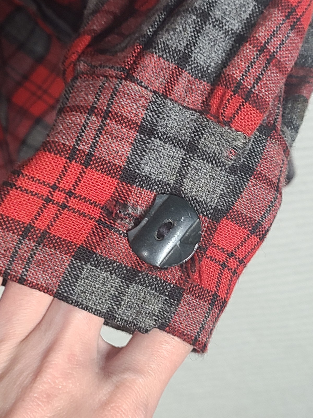 Vtg 50s Wool 49er Barn Jacket Gray Windowpane Plaid Hand Detailed L XL Worn