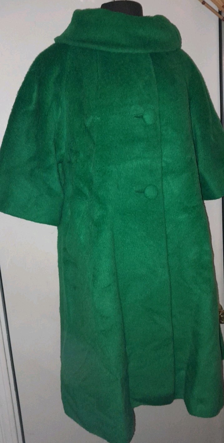 Vtg 50s 60s LILLI ANN Kelly Green Mohair Wool PARIS opera Swing Jacket Coat RARE