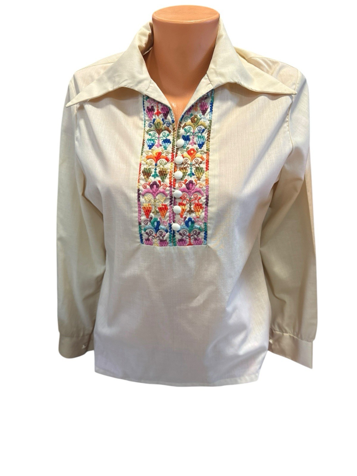 NPC Fashions Embroidered 1970s Vintage Folk Blouse Size M 70’s Cotton 70’s Hippy