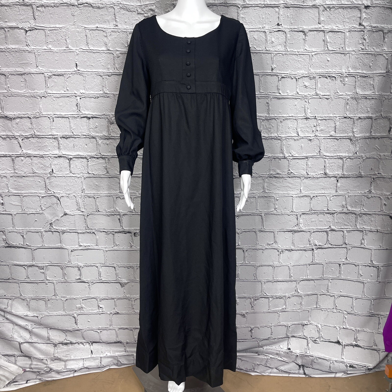 Vintage Modesty Costume Dress No Brand Thick Black Long Puff Sleeve Theatre
