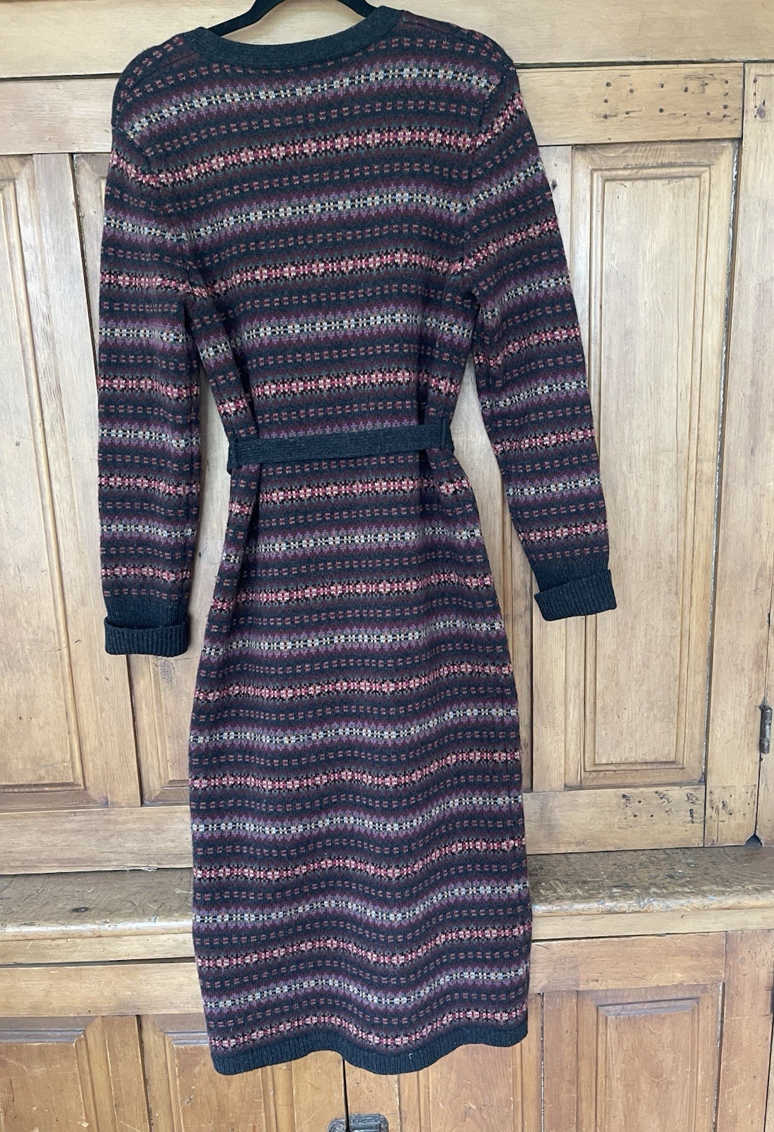 Vintage Ralph Lauren Lambswool Fair Isle Long Cardigan Sweater Coat Size PM