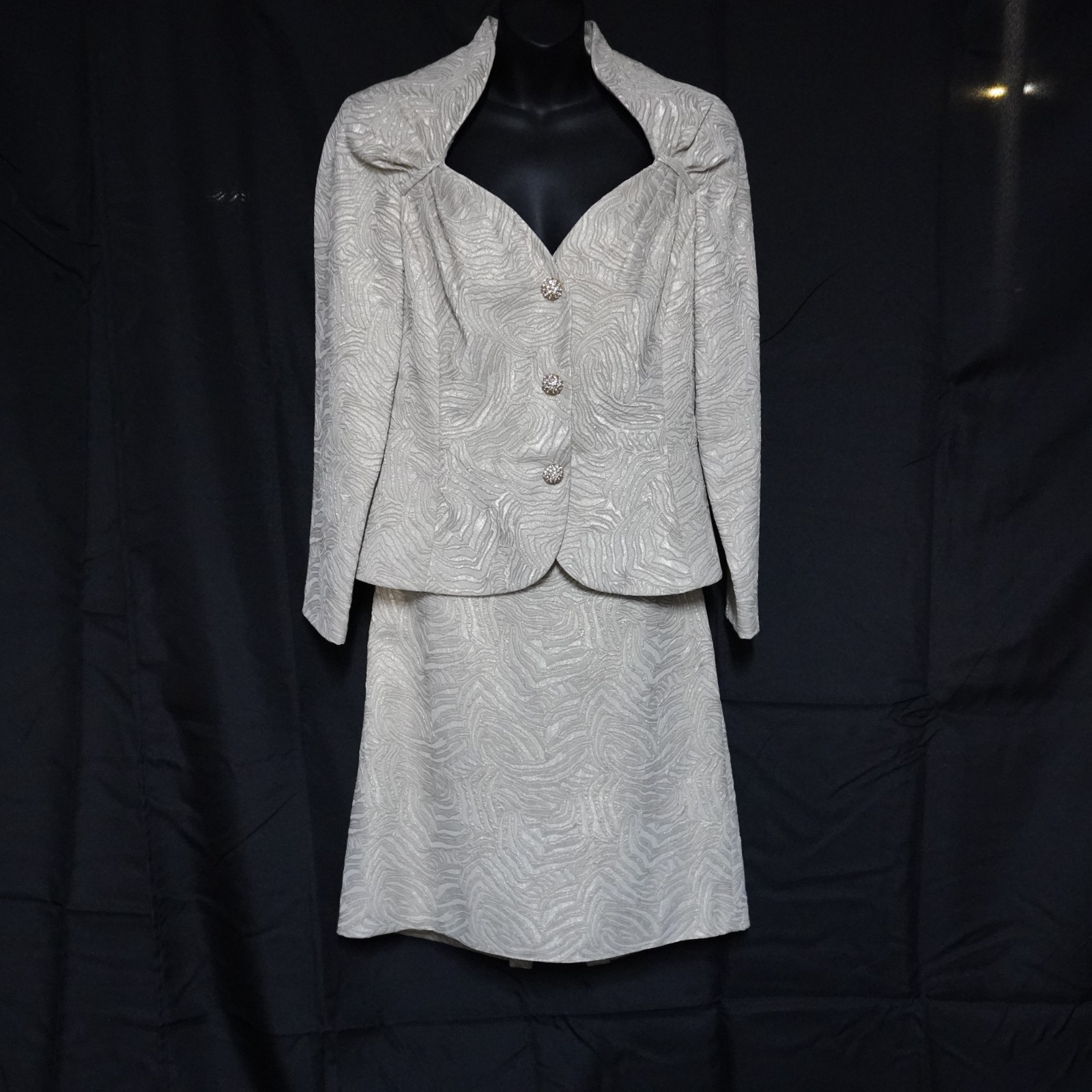 VTG Victor Costa Women’s Suit 12 Lurex Brocade Metallic Evening Wear USA