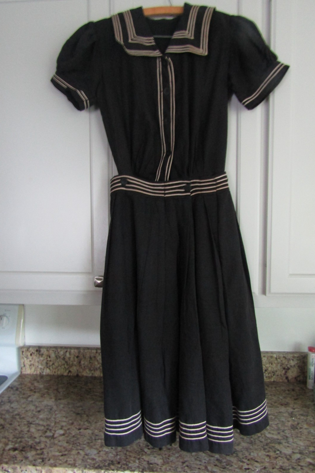 Antique Edwardian 1900’s Black & White Bathing Suit Swimsuit Sailor Collar