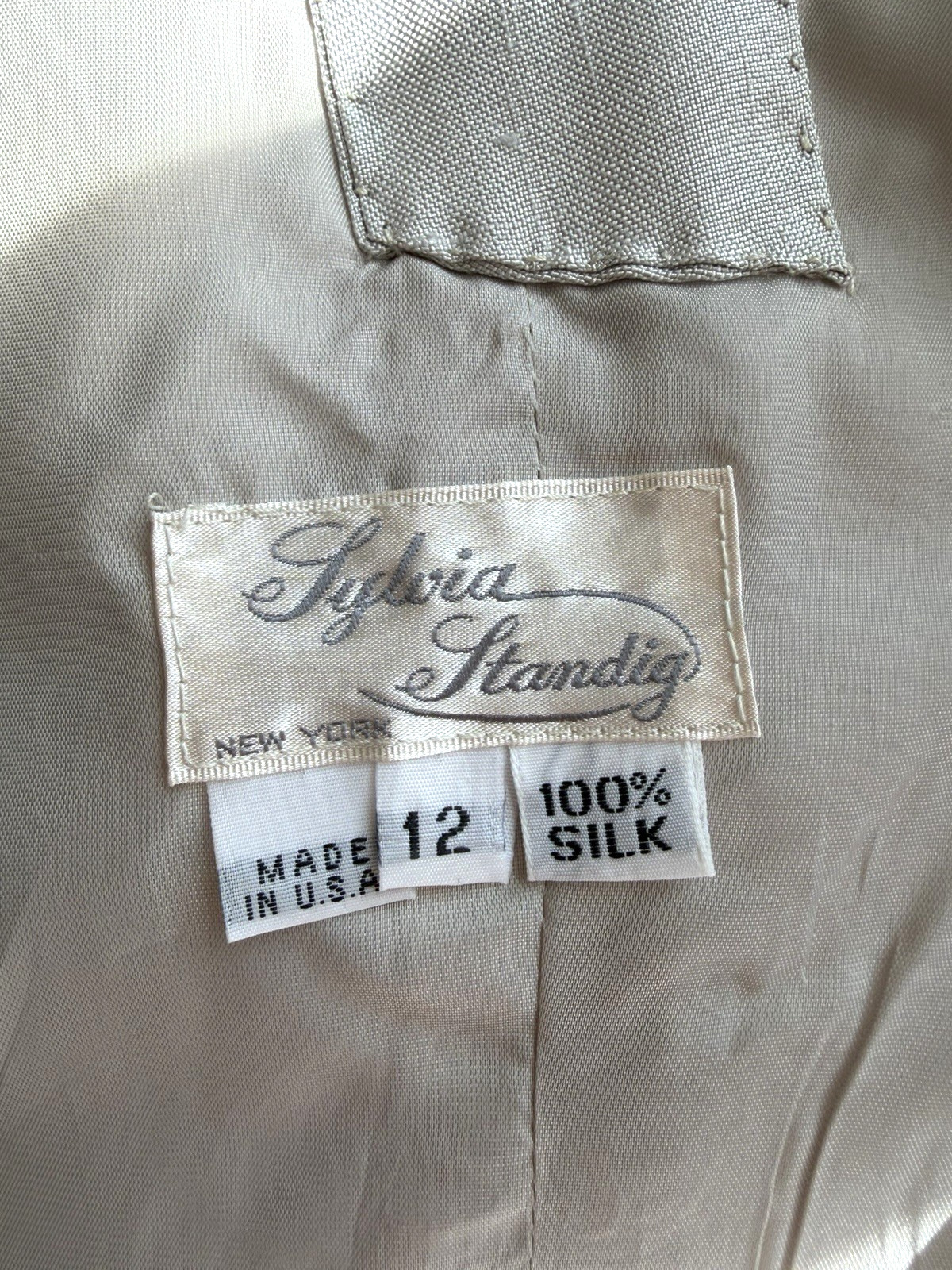 VTG 90s Y2K Sequin Silk Square Neck Wide Strap neutral gray Formal Corset top M