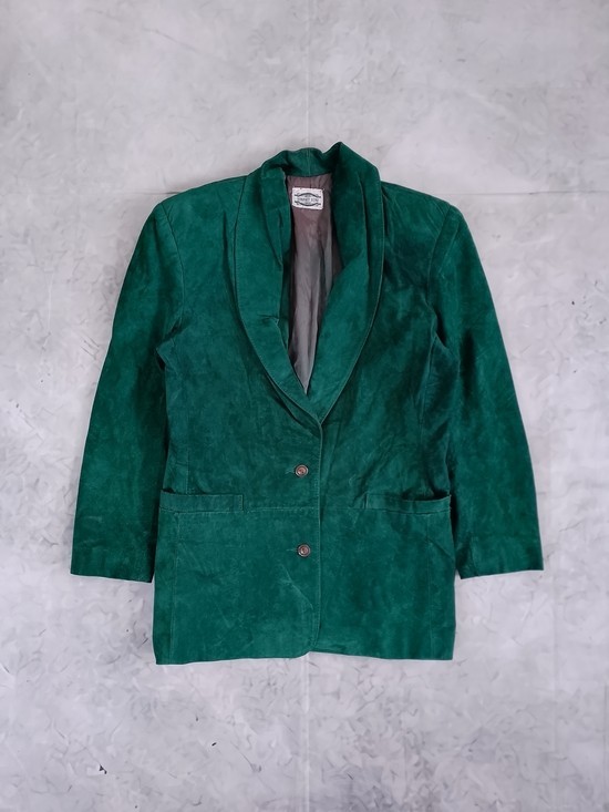 Vintage Women’s Emerald Green Suede Blazer Jacket SEPARATE SCENE
