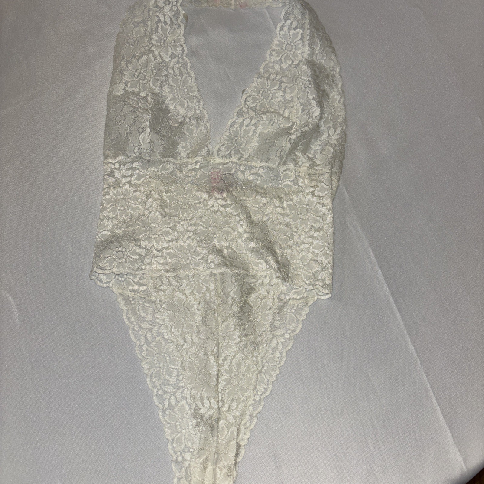 Victoria’s Secret Lace Halter Teddy Bodysuit Ivory Size Small Y2K 2002 Vintage