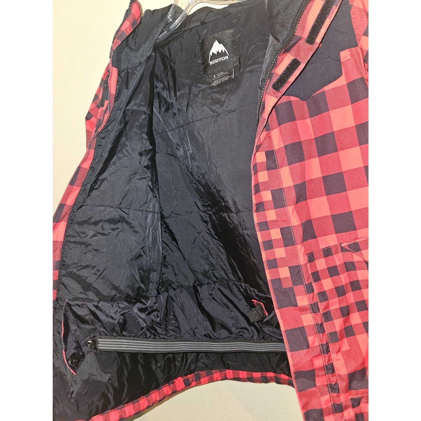 Burton Youth Boys Snowboard Ski Jacket L (14/16) Red Plaid Dryride