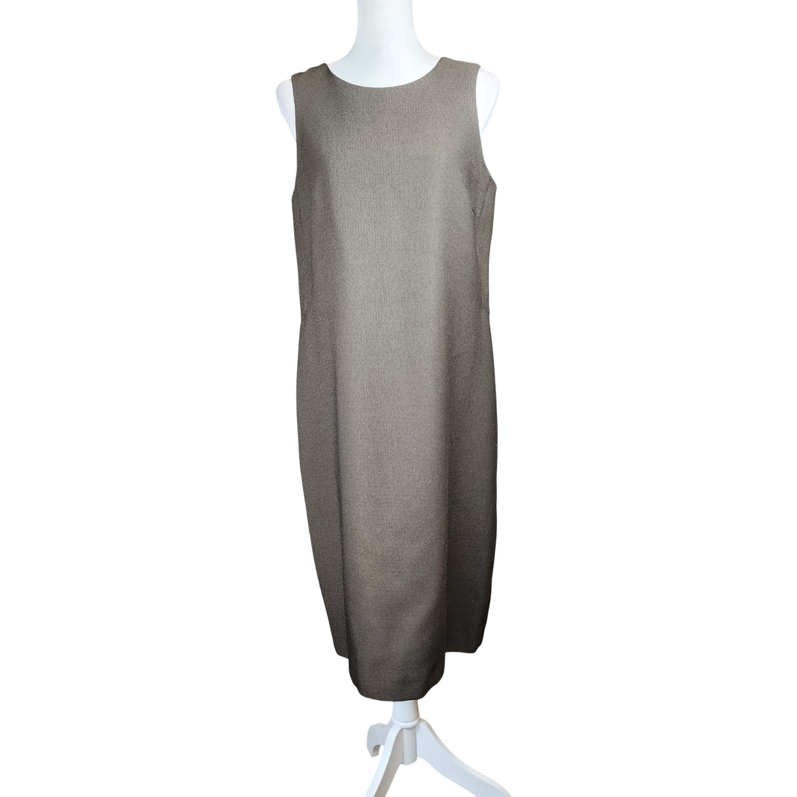 Morton Bernard Vintage 2 Piece Duster Coat and Sheath Dress Set Olive Brown 10