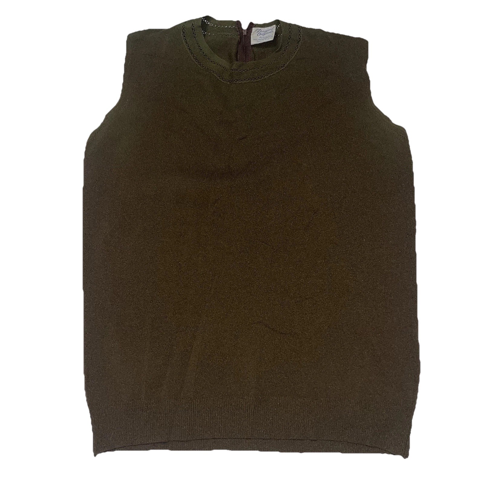 VTG 60s/70s Women’s Designers Originals Action Knit Nylon Brown Top Size M/L