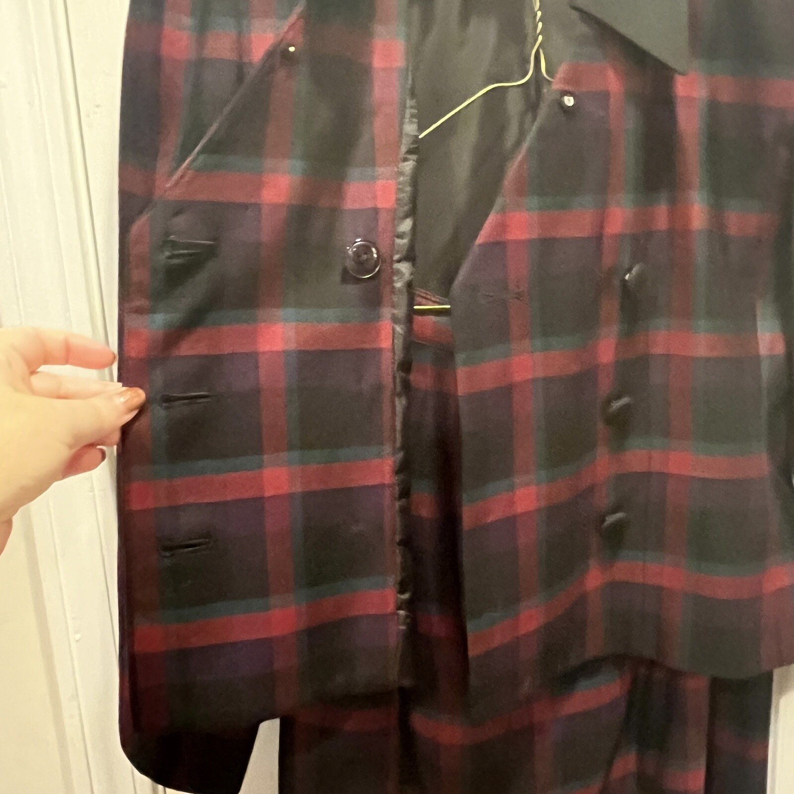 Preston & York Vintage Plaid Button Blazer and Skirt Suit Set 6 Dark Academia