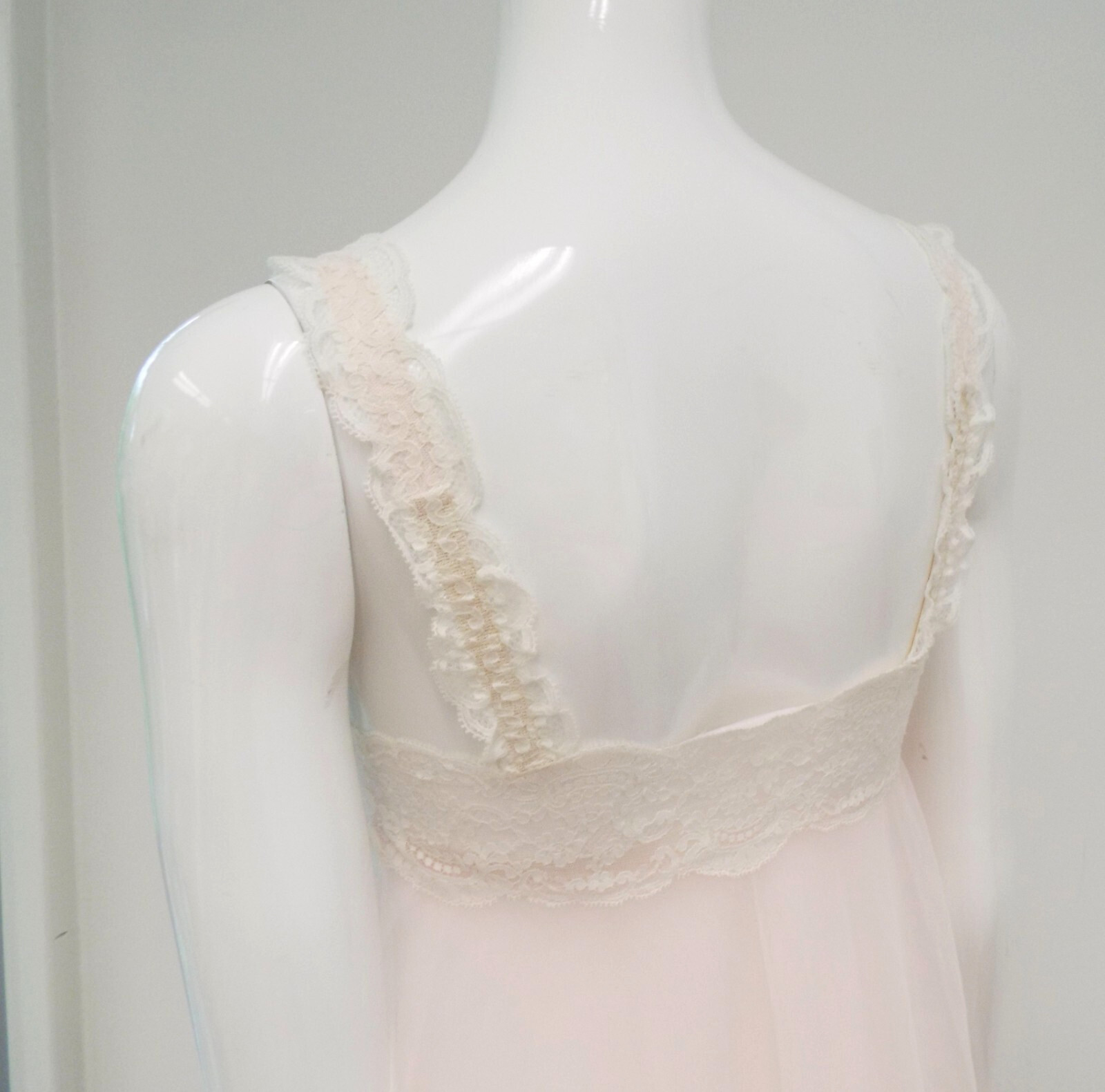 Vintage Warner Laros Nylon Double Layer Pink Sheer Night Gown 32 Bra Top Lace
