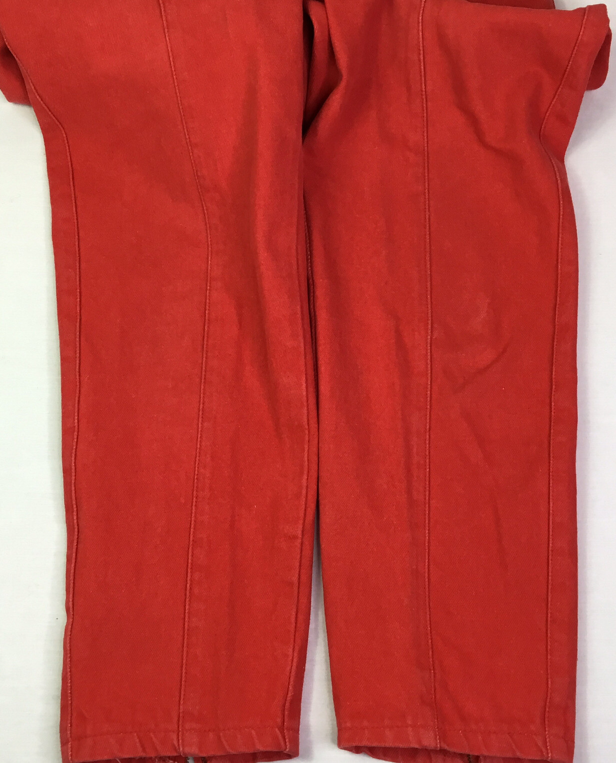 Vintage 80s Brittania Junior Womens Red Denim Pants Zip Up Back/Ankle HONG KONG